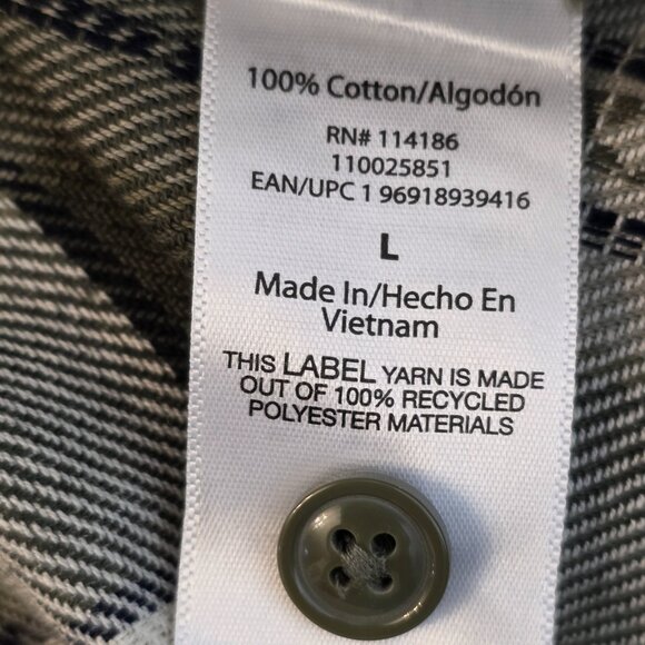 Frye Men's Jacquard Flannel Shirt Button Down Plaid Multicolor Dusky Green Large - Picture 12 of 15